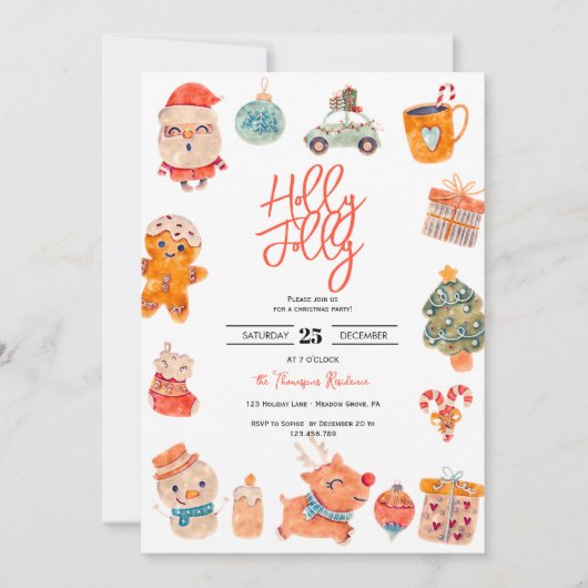 Holly Jolly kerstfeest Kaart (Voorkant)