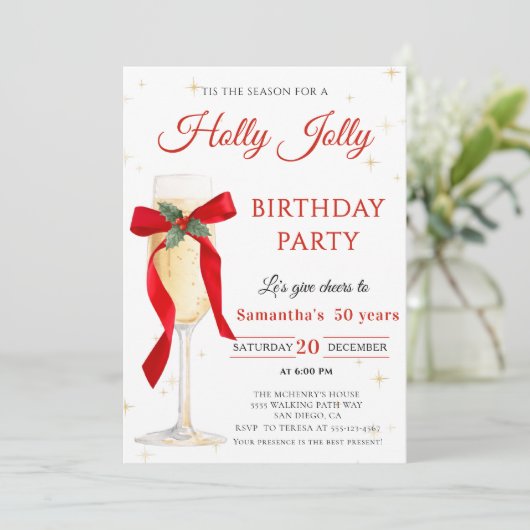 Holly Jolly kerstfeest Kaart (Staand voorkant)