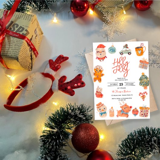 Holly Jolly kerstfeest Kaart