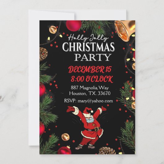 Holly Jolly Kerstfeest Uitnodiging (Voorkant)