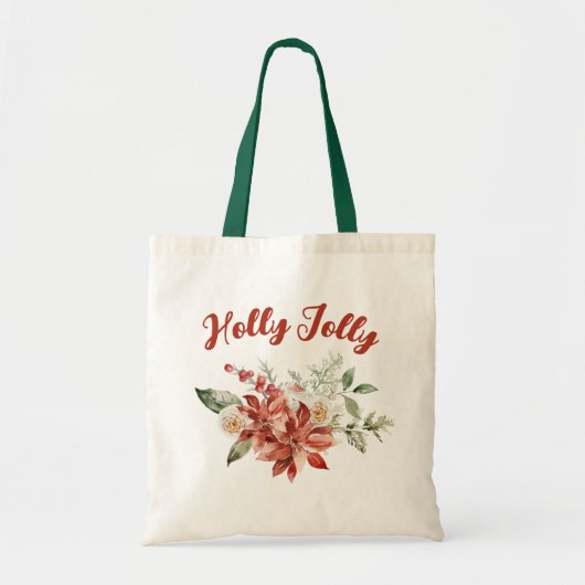 Holly Jolly Kerstfeestdag Eco Grocery Shopping Tote Bag (Voorkant)
