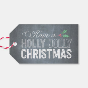 Holly Jolly Kerstfeestdag Gift Labels Cadeaulabel