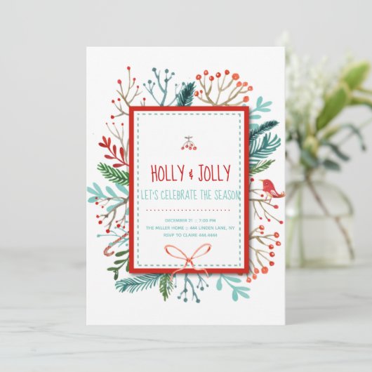 Holly Jolly Kerstfeestdag Kaart (Staand voorkant)