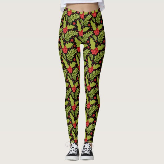 Holly Jolly Kerstfeestdag Leggings (Voorkant)