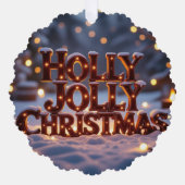 Holly Jolly Kerstfeestdag Ornament Kaart (Voorkant)
