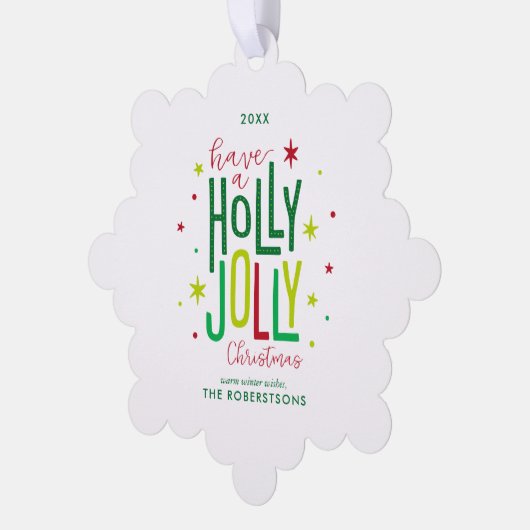 Holly Jolly Kerstfeestdag Ornament Kaart (Links)