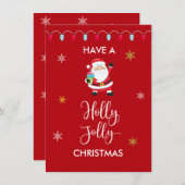 Holly Jolly-kerstfeestkaart Feestdagenkaart (Voorkant / Achterkant)