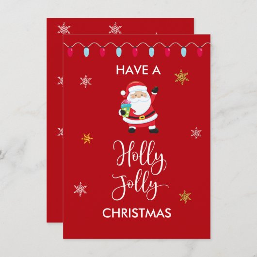 Holly Jolly-kerstfeestkaart Feestdagenkaart (Voorkant / Achterkant)