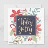 Holly Jolly KerstFloral | Fotovakantiekaart Feestdagenkaart (Achterkant)