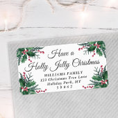 Holly Jolly KerstGreenery Return Address Etiket