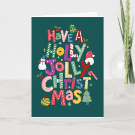 Holly Jolly-kerstkaart Kaart