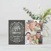 Holly Jolly-kerstkbordfotocollage Feestdagenkaart (Staand voorkant)