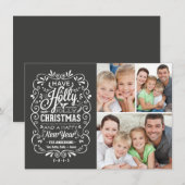 Holly Jolly-kerstkbordfotocollage Feestdagenkaart (Voorkant / Achterkant)