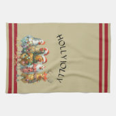 Holly Jolly - Kerstkippen met kerstmutsen Theedoek (Horizontaal)