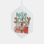 "Holly Jolly" Kerstkoffie Ornament, Feestdagen Glas Ornament (Voorkant links)