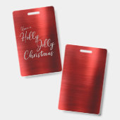 Holly, Jolly Kerstmis Badge (Front & Back)