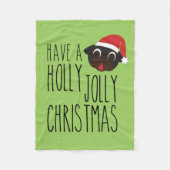Holly Jolly Kerstmis Black Pug Santa Blanket Fleece Deken (Voorkant)