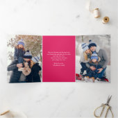 Holly Jolly Kerstmis Familie Foto Drieluik Wenskaart (Binnen)