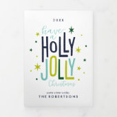 Holly Jolly Kerstmis Familie Foto Drieluik Wenskaart (Cover)