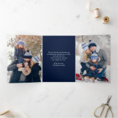 Holly Jolly Kerstmis Familie Foto Drieluik Wenskaart (Binnen)