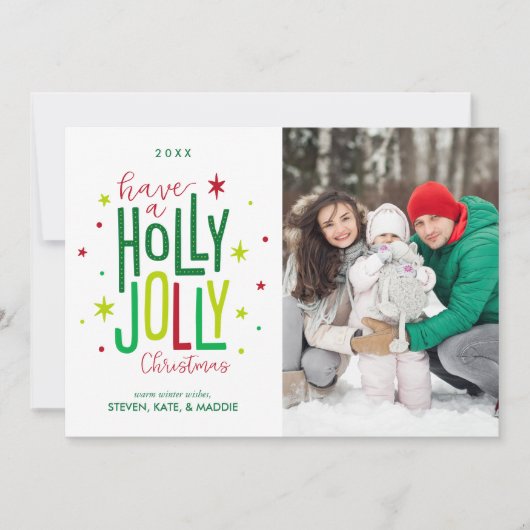 Holly Jolly Kerstmis Feestdagenkaart (Voorkant)