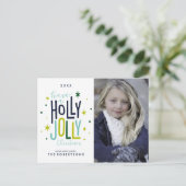Holly Jolly Kerstmis Feestdagenkaart (Staand voorkant)