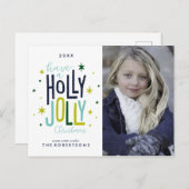Holly Jolly Kerstmis Feestdagenkaart (Voorkant / Achterkant)