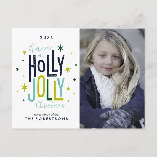 Holly Jolly Kerstmis Feestdagenkaart (Voorkant)