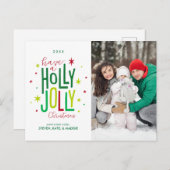 Holly Jolly Kerstmis Feestdagenkaart (Voorkant / Achterkant)