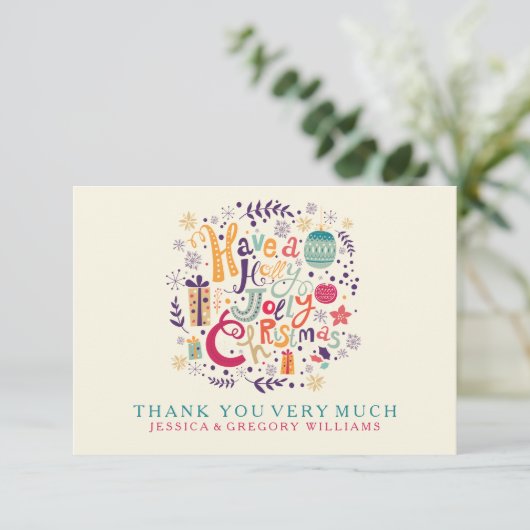 Holly Jolly Kerstmis Kaart (Staand voorkant)