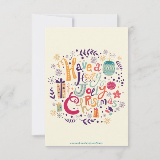 Holly Jolly Kerstmis Kaart (Achterkant)