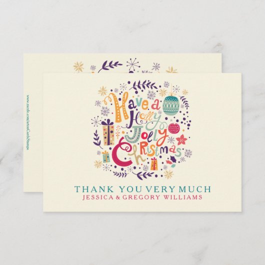 Holly Jolly Kerstmis Kaart (Voorkant / Achterkant)