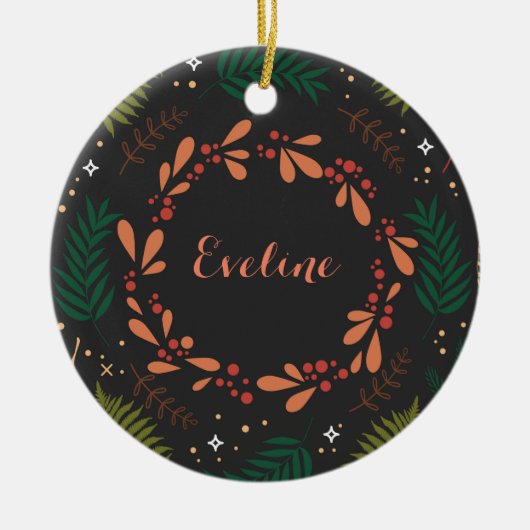 Holly Jolly Kerstmis Keramisch Ornament (Voorkant)