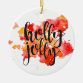 Holly Jolly Kerstmis Keramisch Ornament (Voorkant)