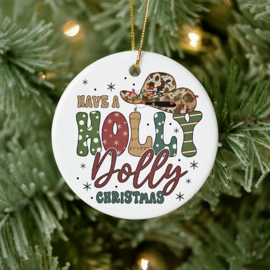 Holly Jolly Kerstmis Keramisch Ornament (Boom)