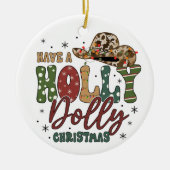 Holly Jolly Kerstmis Keramisch Ornament (Voorkant)