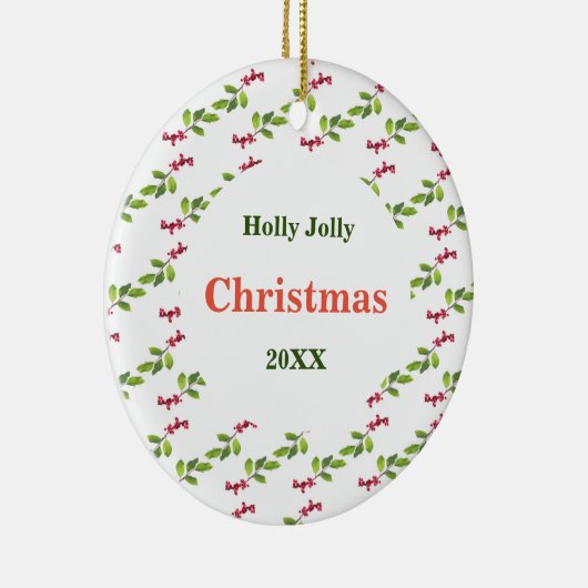 Holly Jolly Kerstmis met jaar Ornament (Rechts)