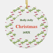 Holly Jolly Kerstmis met jaar Ornament (Voorkant)