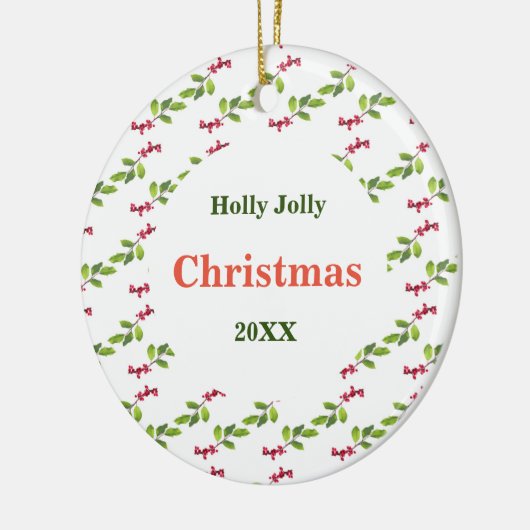 Holly Jolly Kerstmis met jaar Ornament (Links)