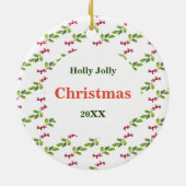 Holly Jolly Kerstmis met jaar Ornament (Achterkant)