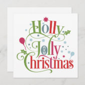 Holly Jolly Kerstmis | Modern Script Square Feestdagenkaart (Voorkant / Achterkant)