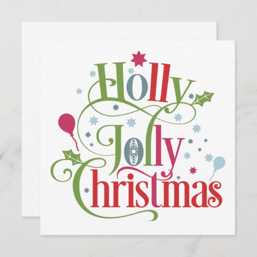 Holly Jolly Kerstmis | Modern Script Square Feestdagenkaart (Voorkant / Achterkant)
