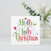 Holly Jolly Kerstmis | Modern Script Square Feestdagenkaart (Staand voorkant)
