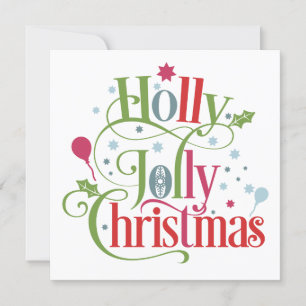 Holly Jolly Kerstmis   Modern Script Square Feestdagenkaart