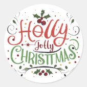 Holly Jolly Kerstmis Ronde Sticker (Voorkant)