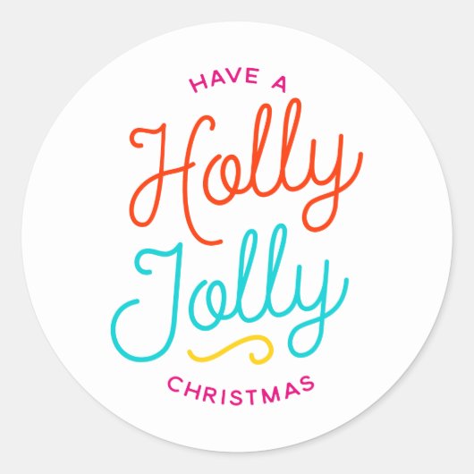Holly Jolly Kerstmis Ronde Sticker (Voorkant)