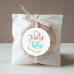 Holly Jolly Kerstmis Ronde Sticker<br><div class="desc">Aangepaste afgedrukte vakantie sticker ontwerp heeft kleurrijke moderne typografie in felle kleuren. De tekst luidt "Have a Holly Jolly Christmas".</div>