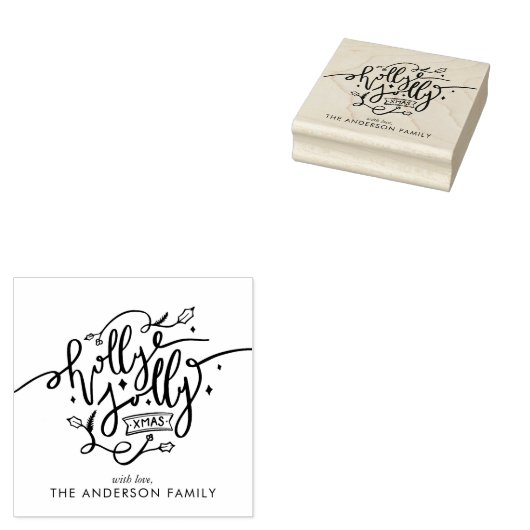 Holly Jolly Kerstmis Rubberstempel (Gestempeld)