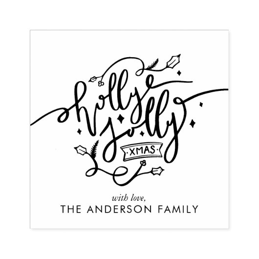 Holly Jolly Kerstmis Rubberstempel (Afrduk)