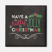 Holly Jolly Kerstmis Rustic Chalkboard Magneet (Voorkant)